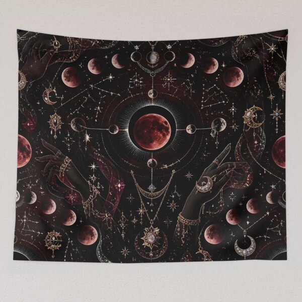 Item preview, Blood Moon Eclipse Dark Feminine Celestial Seamless Astrology Pattern designed and sold by StickyGuys.