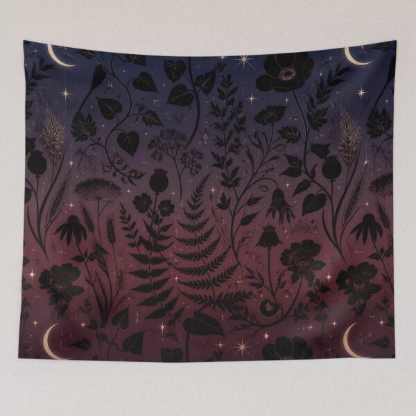 Item preview, Midnight Garden Botanical Silhouette Dark Flora Seamless Nature Pattern designed and sold by StickyGuys.