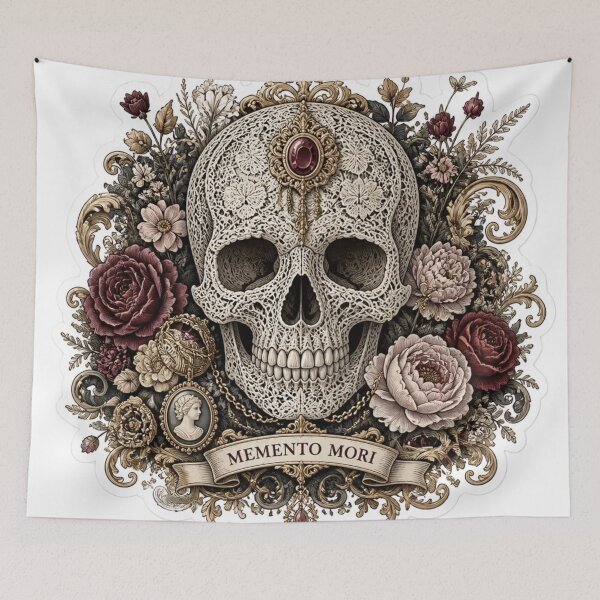 Item preview, Lace Skull Memento Mori Dark Feminine Baroque Ornate designed and sold by StickyGuys.