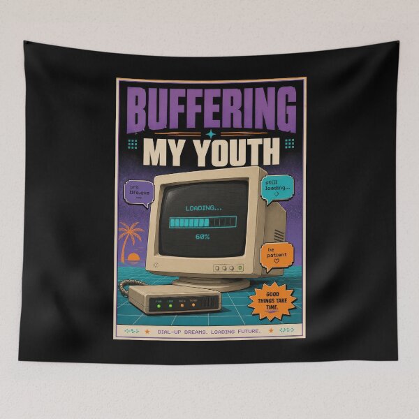 Item preview, Buffering My Youth Retro Internet Poster  designed and sold by Sketchlegacy.