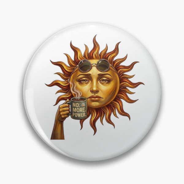 Item preview, Tired Sun Drinking Coffee No More Power Funny Illustration designed and sold by Northern Glow Art.