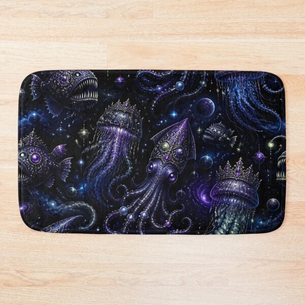 Item preview, Deep Sea Goth Cosmic Creatures Bioluminescent Seamless Dark Fantasy Pattern designed and sold by StickyGuys.