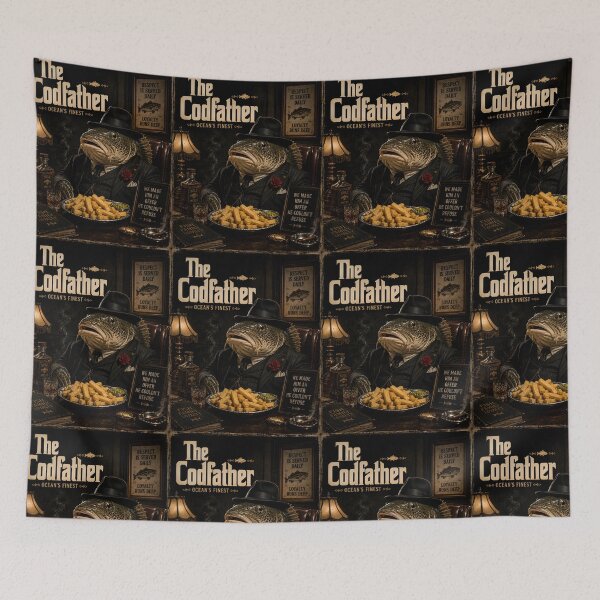 Item preview, The Codfather Funny Fish & Chips Mafia Parody designed and sold by Hornace88studio.