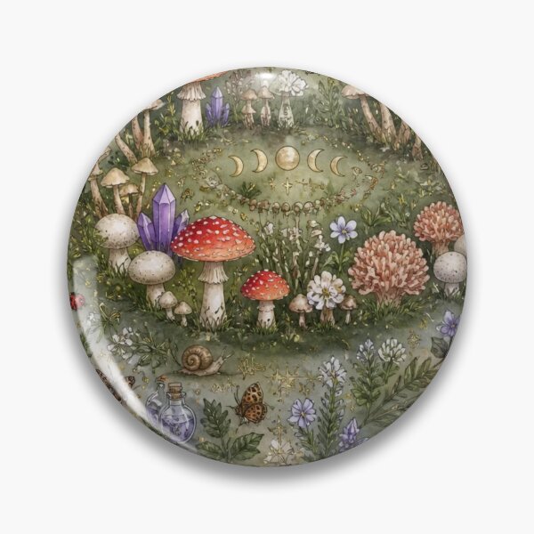 Item preview, Witchy Cottagecore Mushroom Circle Seamless Fairy Ring Forest Pattern designed and sold by StickyGuys.
