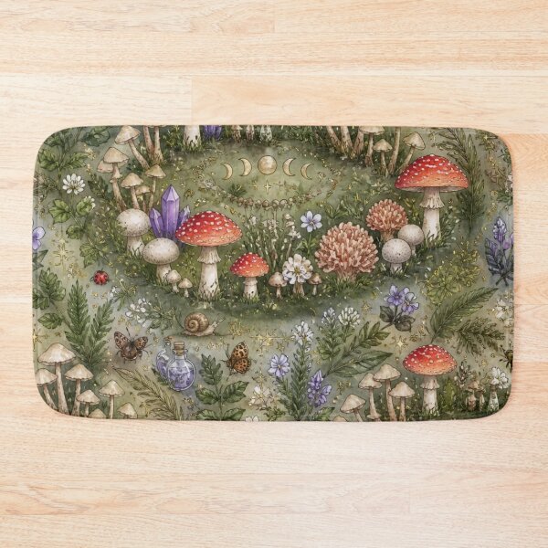 Item preview, Witchy Cottagecore Mushroom Circle Seamless Fairy Ring Forest Pattern designed and sold by StickyGuys.