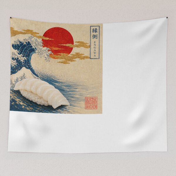 Item preview, Engawa Flounder Fin Nigiri — Ukiyo-e Japanese Sushi Art Tee designed and sold by nurusubetei.