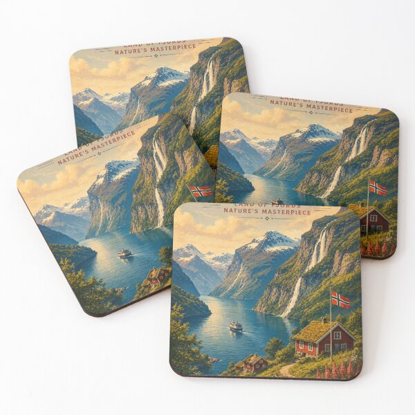 Item preview, Norway Travel Poster – Land of Fjords and Nature’s Masterpiece designed and sold by ElartedeNoel.