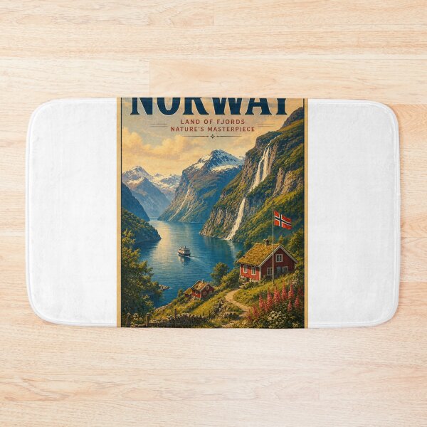 Item preview, Norway Travel Poster – Land of Fjords and Nature’s Masterpiece designed and sold by ElartedeNoel.