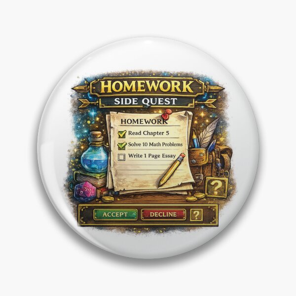 Item preview, Homework Side Quest Funny RPG Gamer School Design designed and sold by mansourhamid.