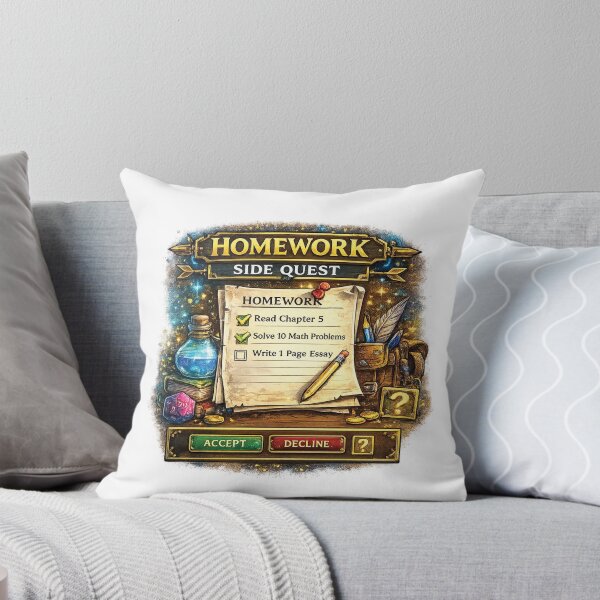 Item preview, Homework Side Quest Funny RPG Gamer School Design designed and sold by mansourhamid.