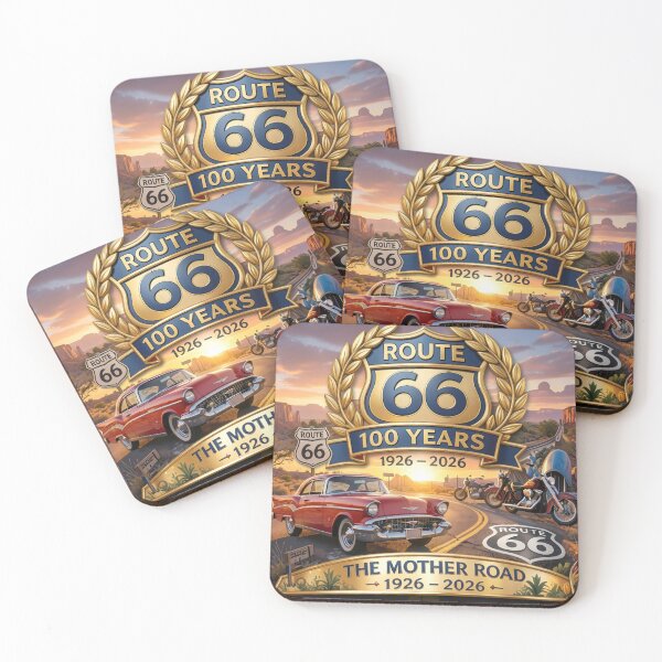 Item preview, Route 66 Centennial 1926-2026 | 100 Years of The Mother Road Classic Car Americana Design designed and sold by DigiArt8Design.
