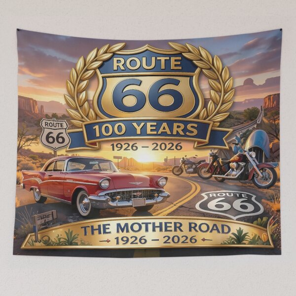 Item preview, Route 66 Centennial 1926-2026 | 100 Years of The Mother Road Classic Car Americana Design designed and sold by DigiArt8Design.