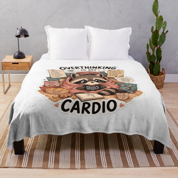 Item preview, Overthinking Is My Cardio Funny Raccoon designed and sold by Desola-Studio.
