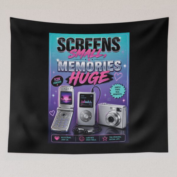 Item preview, Screens Small, Memories Huge Y2K Poster  designed and sold by Sketchlegacy.