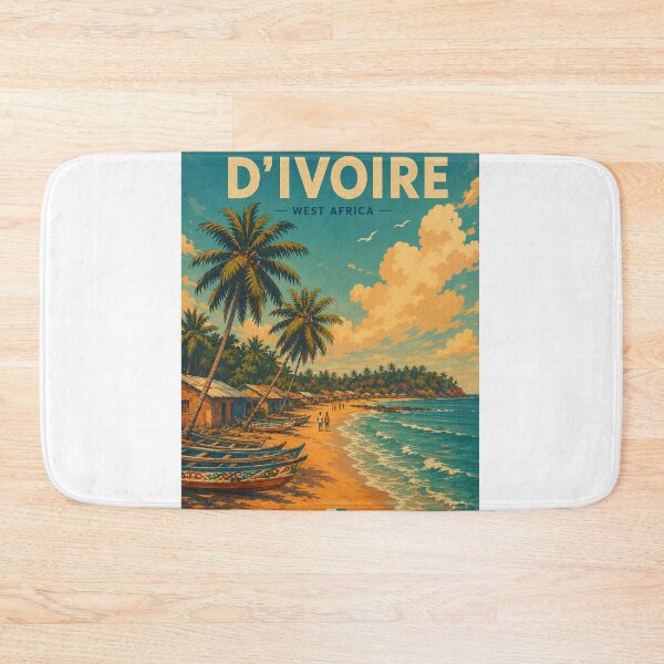 Item preview, Côte d'Ivoire Vintage Travel Poster | West Africa Coastal Beach & Tropical Paradise Art Print designed and sold by ElartedeNoel.