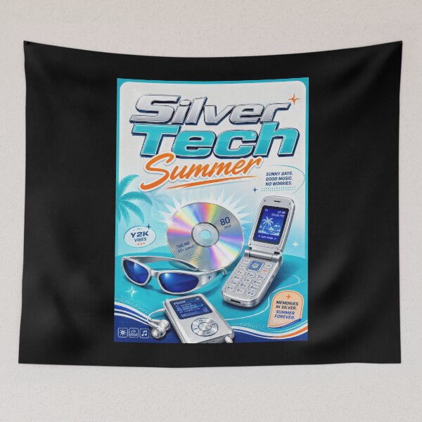 Item preview, Silver Tech Summer Y2K Poster  designed and sold by Sketchlegacy.