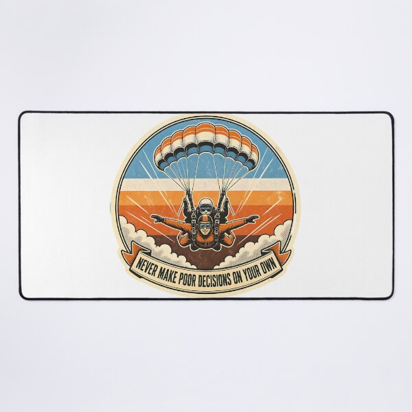 Item preview, Never Make Poor Decisions — Retro Tandem Skydive Badge designed and sold by monolithstudio.