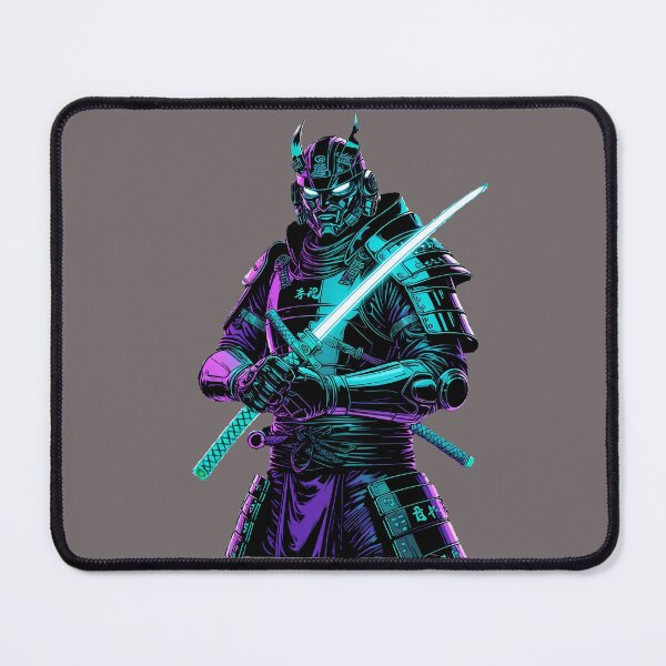 Item preview, Cyberpunk Samurai - Neon Synthwave Warrior with Laser Katana designed and sold by Structure-Blue.