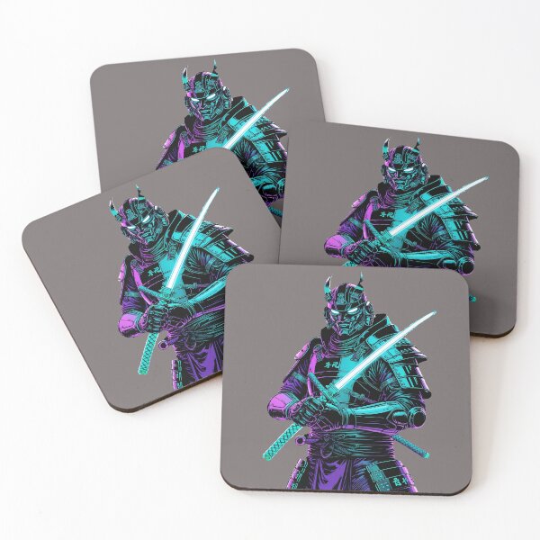 Item preview, Cyberpunk Samurai - Neon Synthwave Warrior with Laser Katana designed and sold by Structure-Blue.