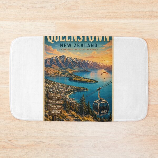 Item preview, Queenstown New Zealand Vintage Travel Poster – Adventure Capital of the World designed and sold by ElartedeNoel.