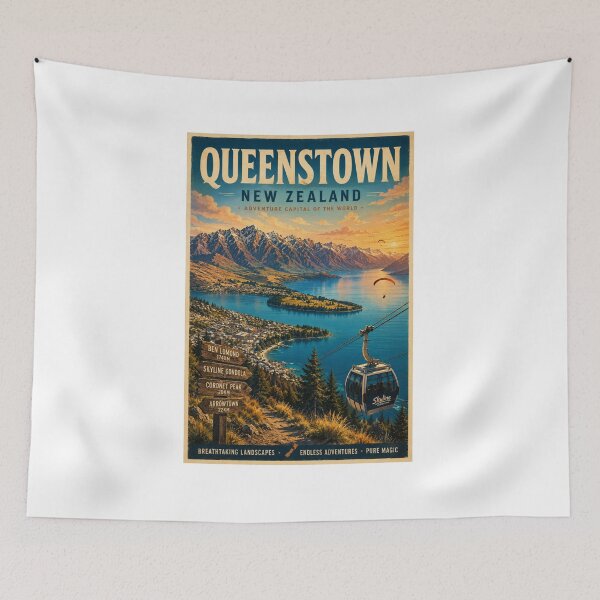 Item preview, Queenstown New Zealand Vintage Travel Poster – Adventure Capital of the World designed and sold by ElartedeNoel.