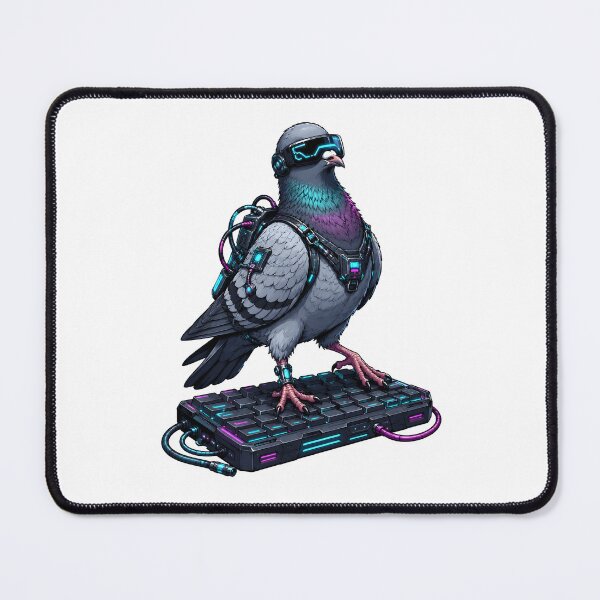 Item preview, Cyberpunk Pigeon Hacker Neon Tech Keyboard designed and sold by Artmares.