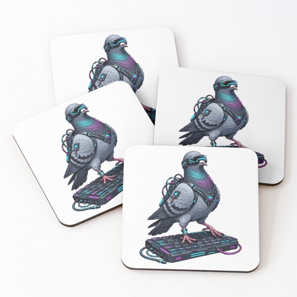 Item preview, Cyberpunk Pigeon Hacker Neon Tech Keyboard designed and sold by Artmares.