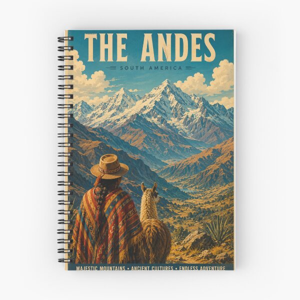 Item preview, The Andes Vintage Travel Poster – Majestic South America Mountain Landscape Art Print designed and sold by ElartedeNoel.