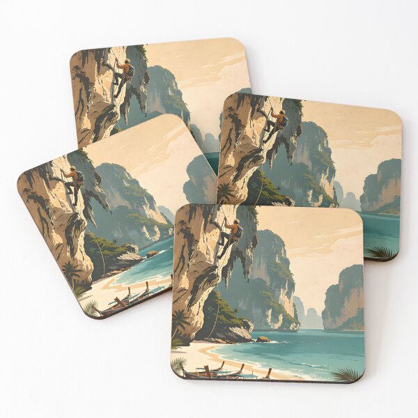 Item preview, Railay Beach Thailand Vintage Travel Poster Tropical Coastal Wall Art designed and sold by Spirit of Siam.