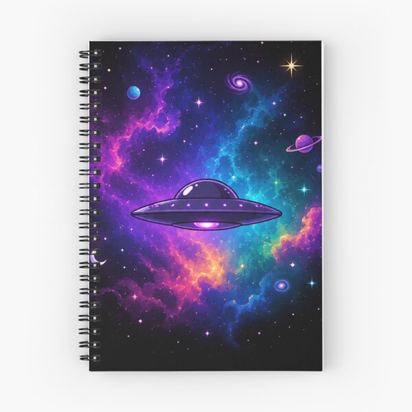 Item preview, UFO Flying Saucer in Vibrant Cosmic Nebula designed and sold by MysticVargas.