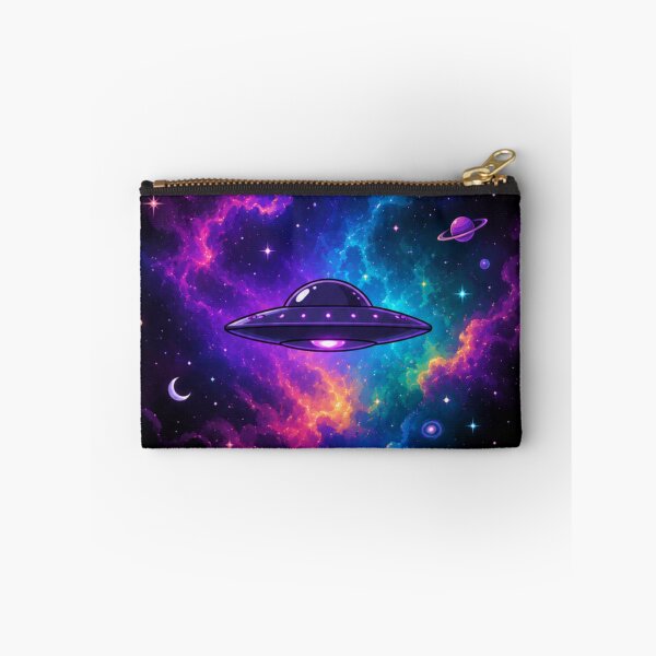 Item preview, UFO Flying Saucer in Vibrant Cosmic Nebula designed and sold by MysticVargas.