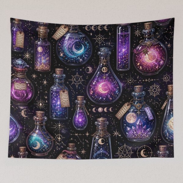Item preview, Cosmic Witch Potion Bottle Galaxy Seamless Mystical Space Pattern designed and sold by StickyGuys.