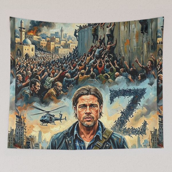 Item preview, World War Z Retro Apocalyptic Zombie Sci-Fi Thriller Tribute Art Movie Poster designed and sold by Art's Diner.