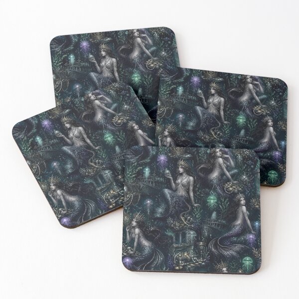 Item preview, Dark Mermaid Siren Mythology Seamless Underwater Fantasy Pattern designed and sold by StickyGuys.