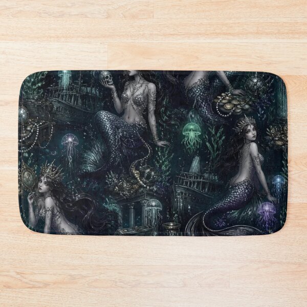 Item preview, Dark Mermaid Siren Mythology Seamless Underwater Fantasy Pattern designed and sold by StickyGuys.