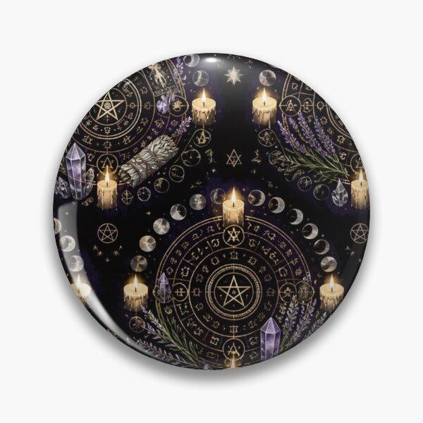 Item preview, Moonlit Occult Ritual Circle Seamless Mystical Witchy Pattern  designed and sold by StickyGuys.