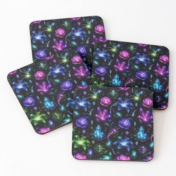 Item preview, Bioluminescent Dark Flora Glowing Garden Magical Seamless Witchy Pattern designed and sold by StickyGuys.