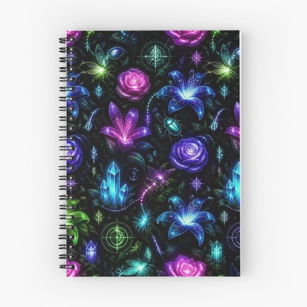 Item preview, Bioluminescent Dark Flora Glowing Garden Magical Seamless Witchy Pattern designed and sold by StickyGuys.