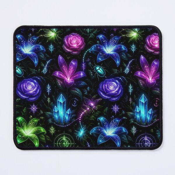 Item preview, Bioluminescent Dark Flora Glowing Garden Magical Seamless Witchy Pattern designed and sold by StickyGuys.
