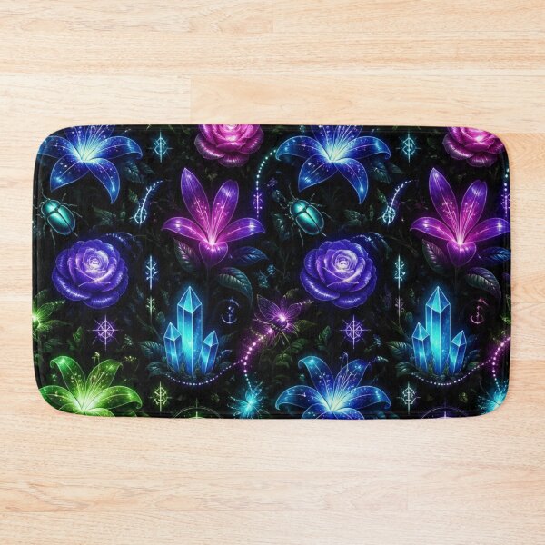 Item preview, Bioluminescent Dark Flora Glowing Garden Magical Seamless Witchy Pattern designed and sold by StickyGuys.