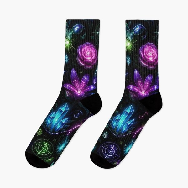 Item preview, Bioluminescent Dark Flora Glowing Garden Magical Seamless Witchy Pattern designed and sold by StickyGuys.