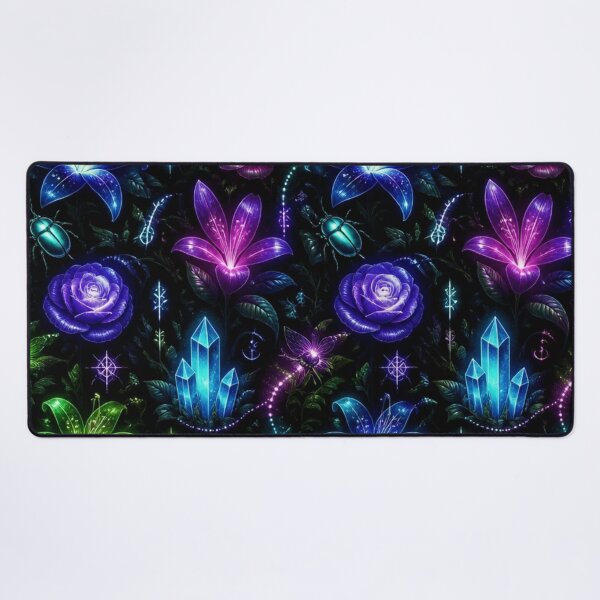 Item preview, Bioluminescent Dark Flora Glowing Garden Magical Seamless Witchy Pattern designed and sold by StickyGuys.