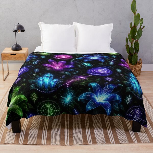 Item preview, Bioluminescent Dark Flora Glowing Garden Magical Seamless Witchy Pattern designed and sold by StickyGuys.