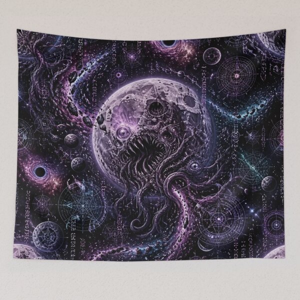 Item preview, Devouring Moon Cosmic Horror Dark Beauty Seamless Celestial Pattern designed and sold by StickyGuys.