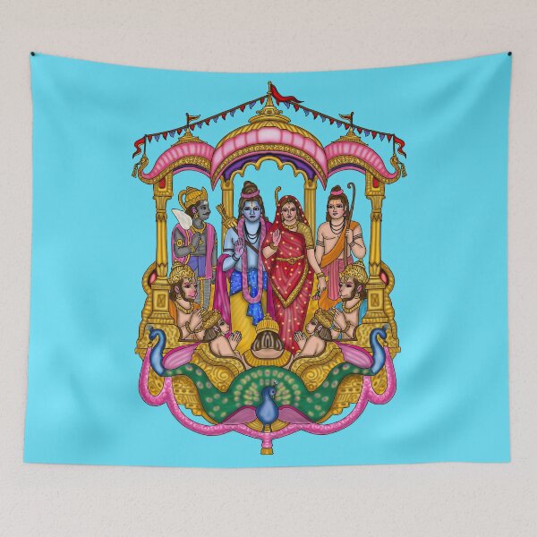 Item preview, Lord Sita Ram in Pushpak Vimana Artwork | Divine Hindu Digital Painting designed and sold by Harshit_Digital_Arts.