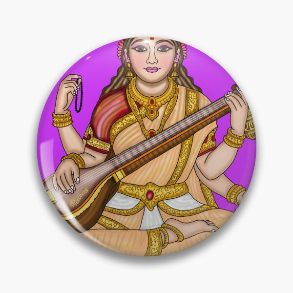 Item preview, Goddess Saraswati Artwork | Divine Hindu Goddess Digital Painting Illustration designed and sold by Harshit_Digital_Arts.