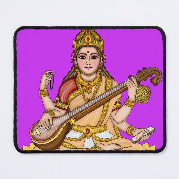 Item preview, Goddess Saraswati Artwork | Divine Hindu Goddess Digital Painting Illustration designed and sold by Harshit_Digital_Arts.