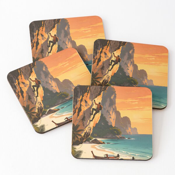 Item preview, Railay Beach Thailand Vintage Travel Poster Tropical Coastal Wall Art designed and sold by Spirit of Siam.