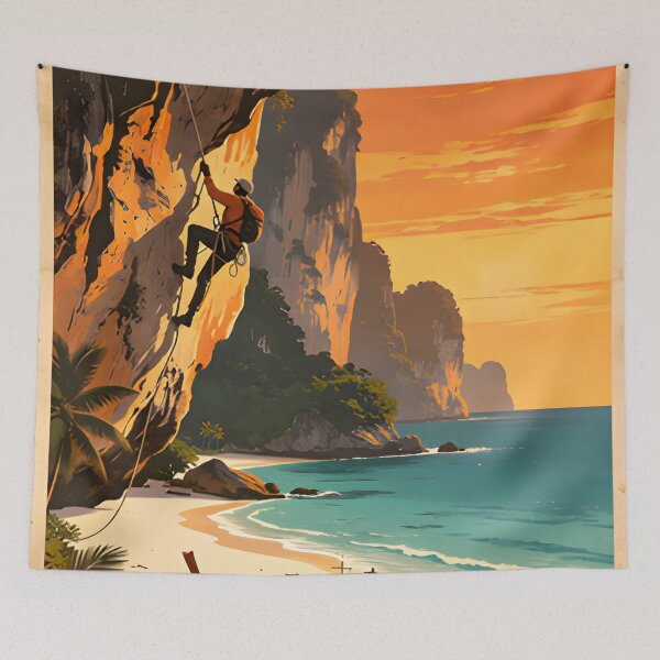 Item preview, Railay Beach Thailand Vintage Travel Poster Tropical Coastal Wall Art designed and sold by Spirit of Siam.