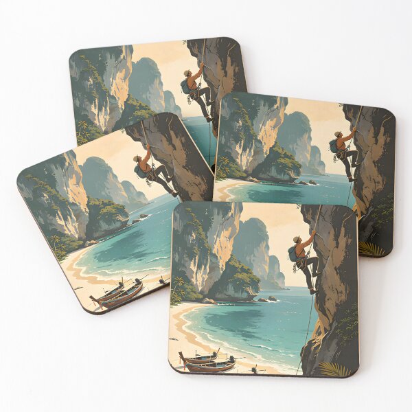 Item preview, Railay Beach Thailand Vintage Travel Poster Tropical Coastal Wall Art designed and sold by Spirit of Siam.